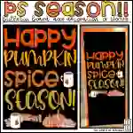 Pumpkin Spice Season Bulletin Board Kit, Door Decoration Set, or Poster