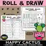 Roll and Draw A Happy Cactus Game Sheet and Pattern Poster