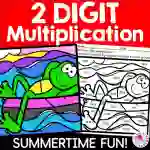 Summer 2 digit Multiplication Color by Number Code