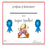 Super Speller Reward Certificate for Girls