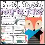 Sweet Scandinavian Modern Classroom Student Name Tags-Editable