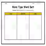 Word Type Word Sort Worksheet