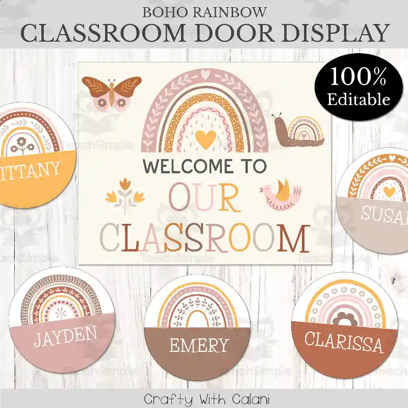 Rainbow School Counselor Door Sign (Editable)