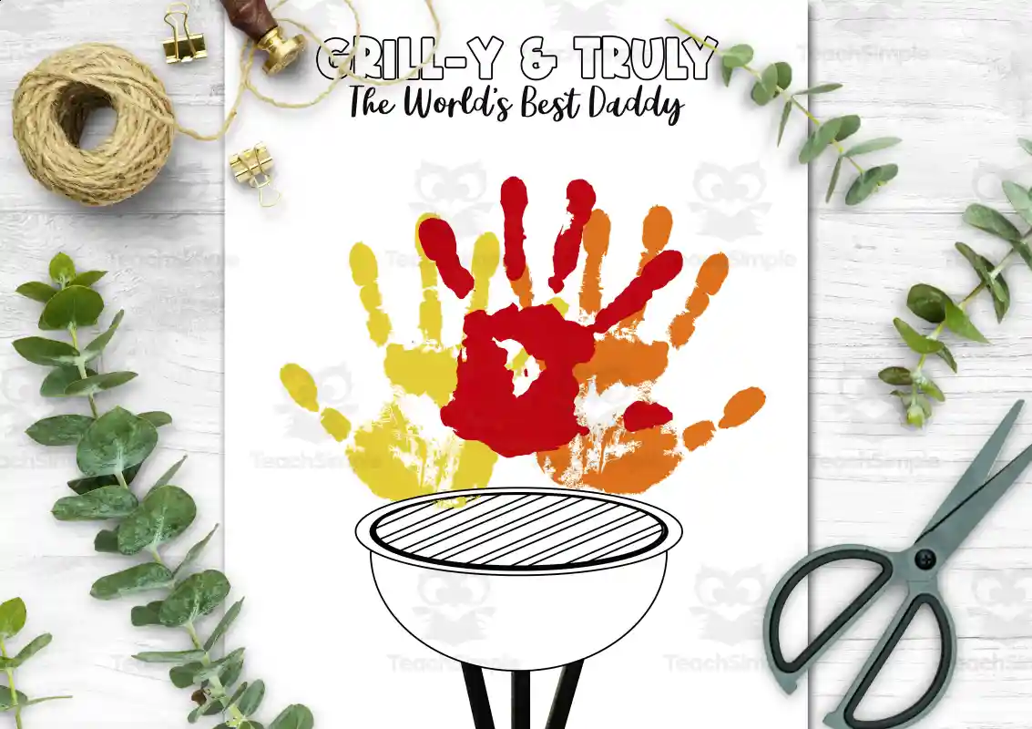 Grill Handprint Craft, Personalized Father's Day Gift for Daddy, Printable  Birthday Card, Homeschool Resource, DIY Toddler Art, Pre-K Activities by  Teach Simple