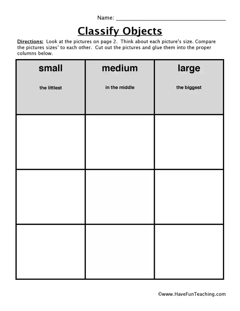 Comparing Sizes Worksheet - Have Fun Teaching