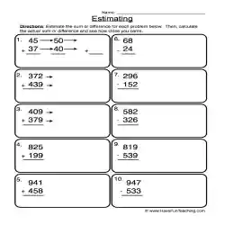 Estimation Worksheets (Addition and Subtraction)