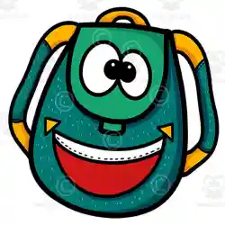 Backpack cartoon clipart- Back to school clipart- School supplies