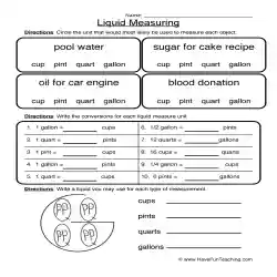 Cups to Quarts activity, 2nd Grade Resource