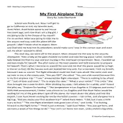 My First Airplane Trip Reading Comprehension Worksheet - Have Fun