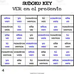 Spanish: Present Tense Sudoku Teach