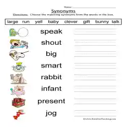 Synonyms are Fun, Interactive Worksheet, Education.com