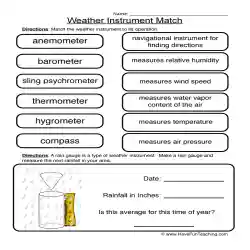 Weather Instruments  Worksheet Worksheet