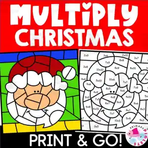 CHRISTMAS MULTIPLICATION COLOR BY NUMBER CODE WORKSHEETS by ...
