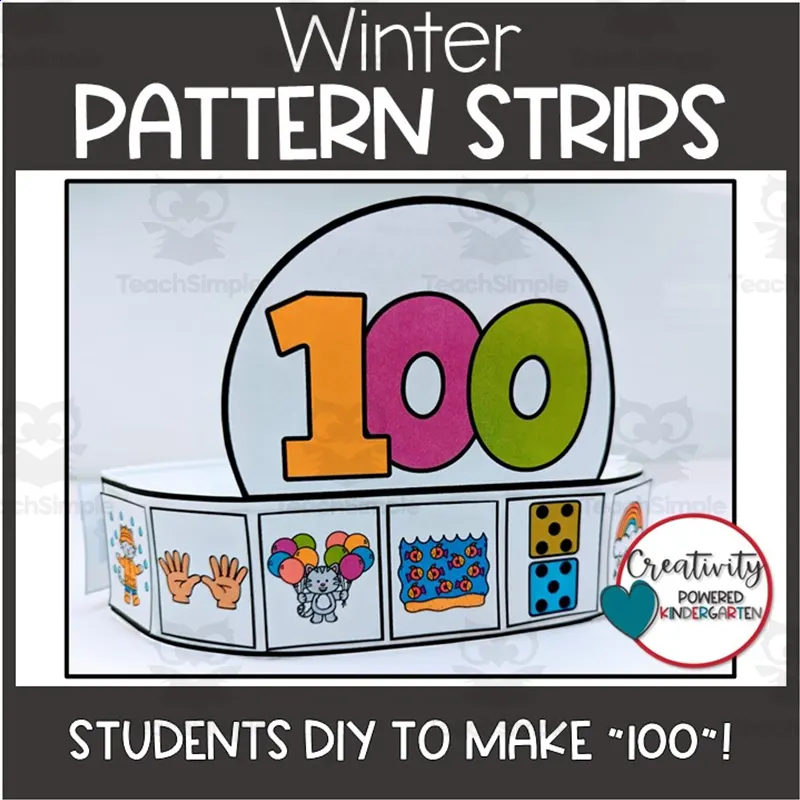 An educational teaching resource from Creativity Powered Kindergarten entitled 100th Day of School Craft, Fun 100th Day of School Activity, 100 Days of School Milestone, Easy Kind downloadable at Teach Simple.