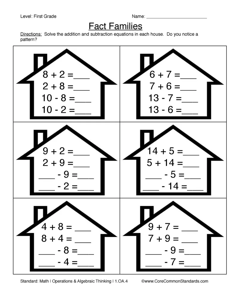 An educational teaching resource from Have Fun Teaching entitled 1.OA.4 Common Core Worksheet downloadable at Teach Simple.