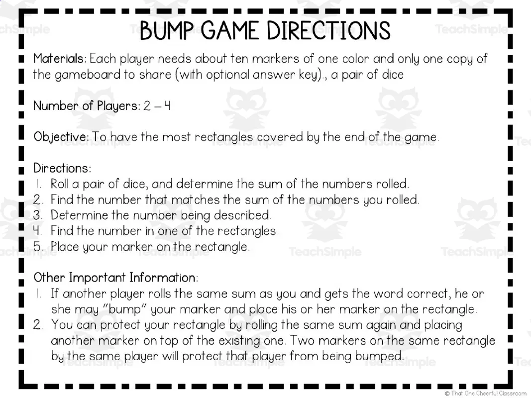 An educational teaching resource from That One Cheerful Classroom entitled 3rd Grade Place Value Bump Games downloadable at Teach Simple.