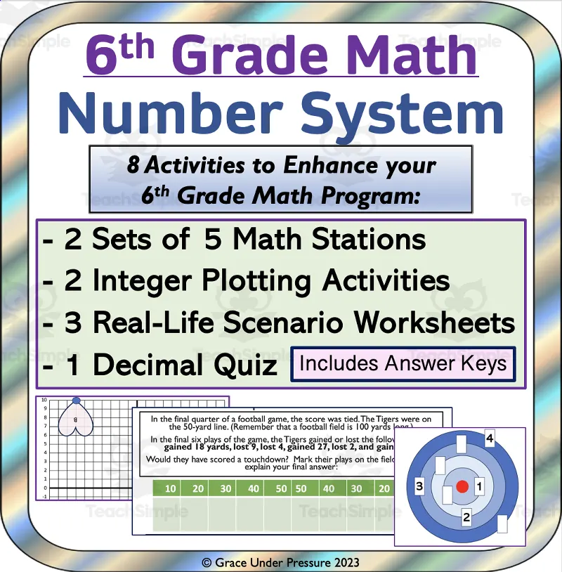 6th Grade Math: Number System Bundle: 8 Activities: Integers, Decimals ...