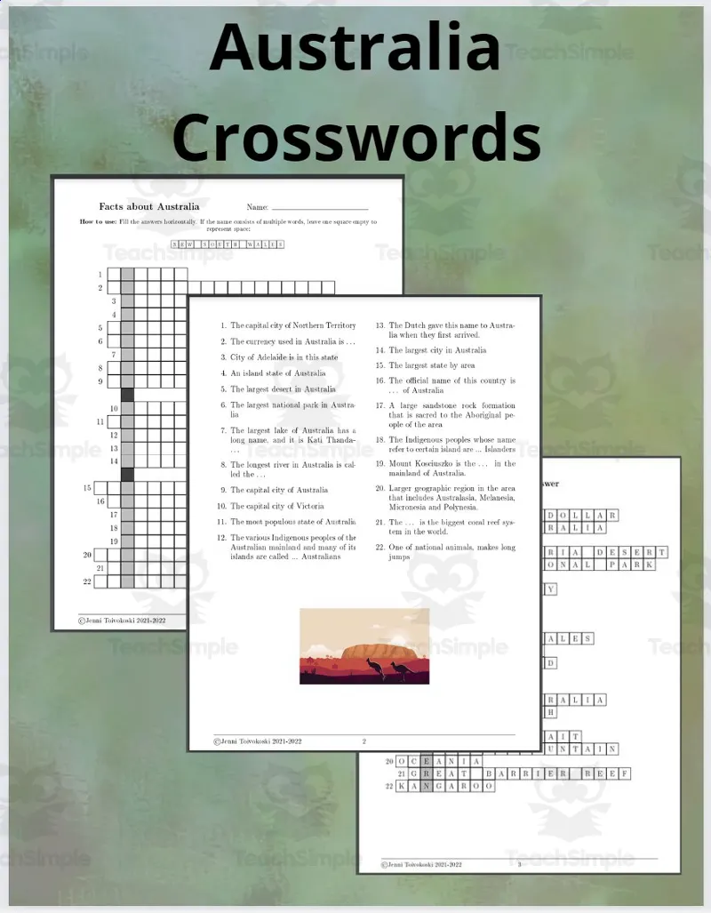 A Crossword about Australia by Teach Simple
