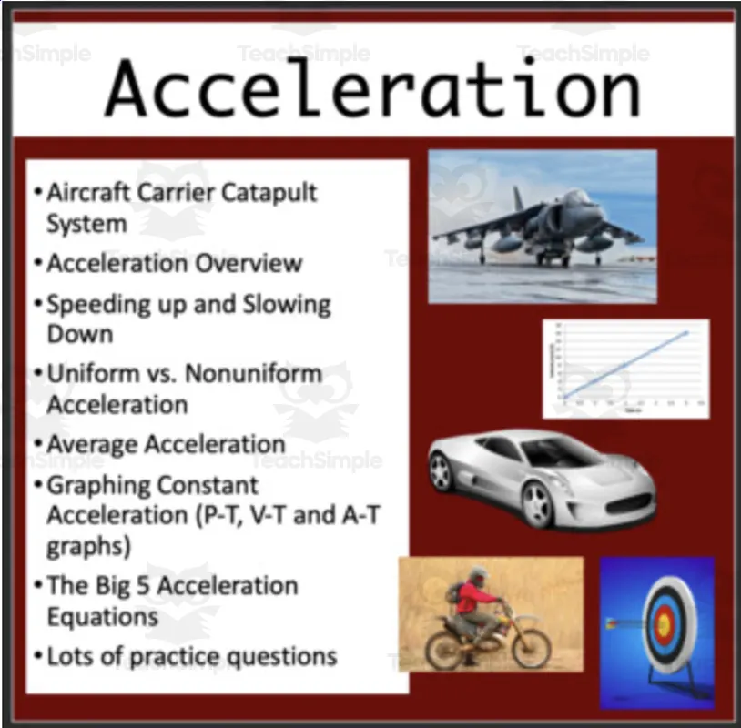 An educational teaching resource from Teach With Fergy entitled Acceleration - Google Slides and PowerPoint Lesson downloadable at Teach Simple.