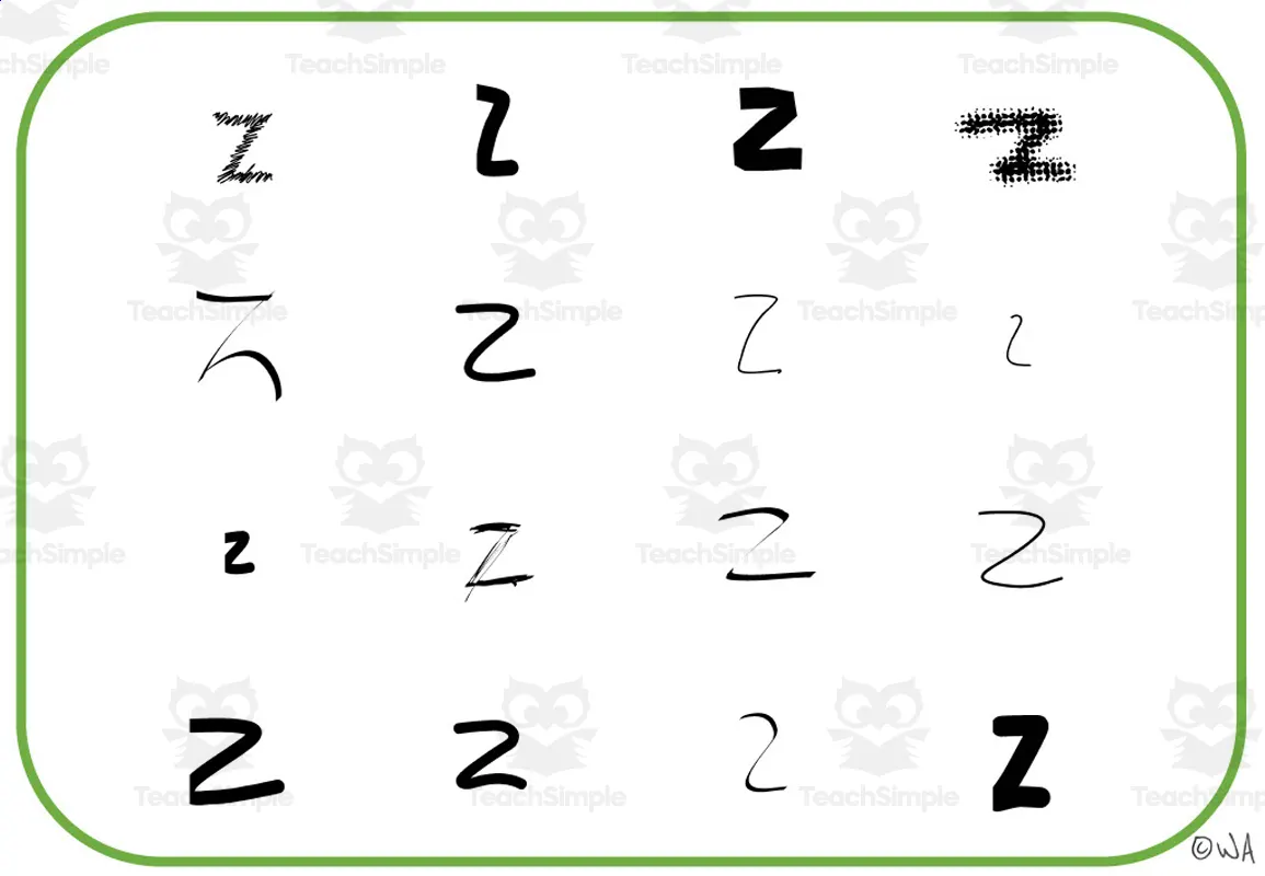 Alphabet Visual Cards - Letter Z Mats by Teach Simple