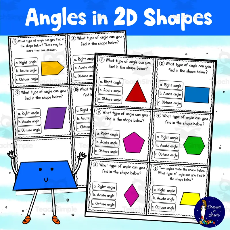 Angle Task Shapes Angles In 2D Shapes Task Cards by Teach Simple
