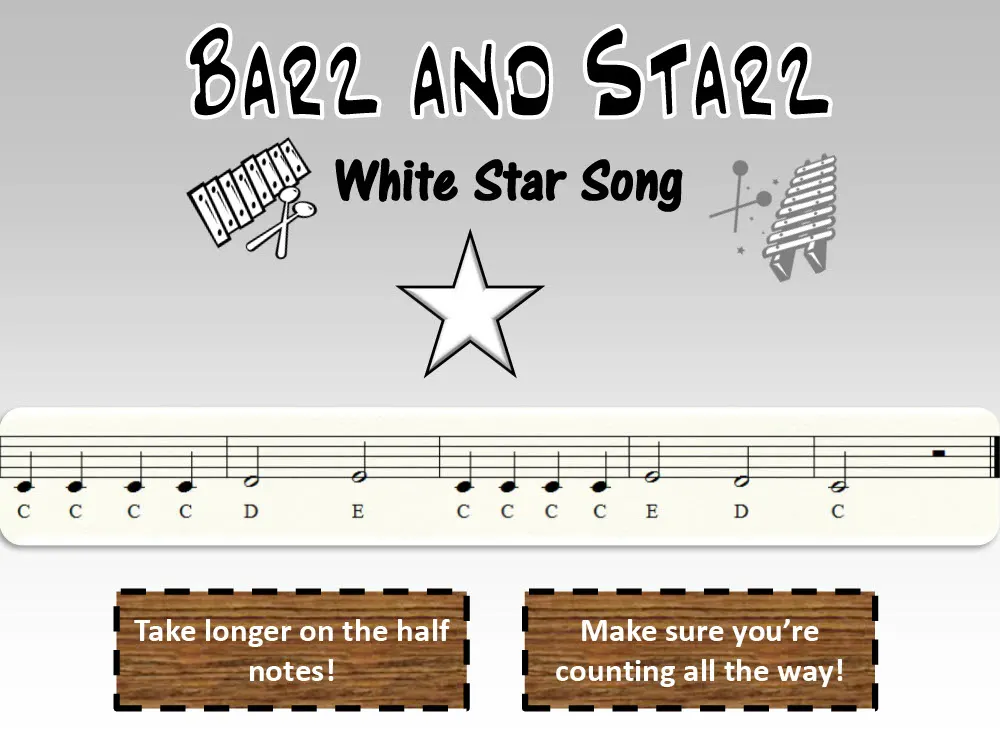 An educational teaching resource from Mr Litts Music Room entitled Barz and Starz Printable downloadable at Teach Simple.