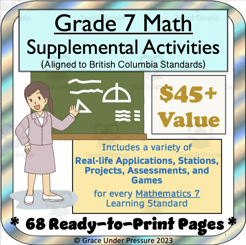 BC Grade 7 Math: Full-Year of Tasks, Games, Projects: 68 Printable Pgs ...