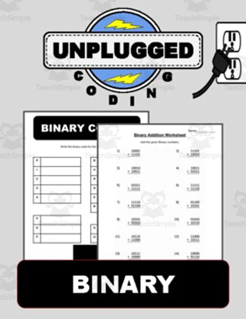 An educational teaching resource from Roombop entitled Binary (Unplugged Coding #2) downloadable at Teach Simple.