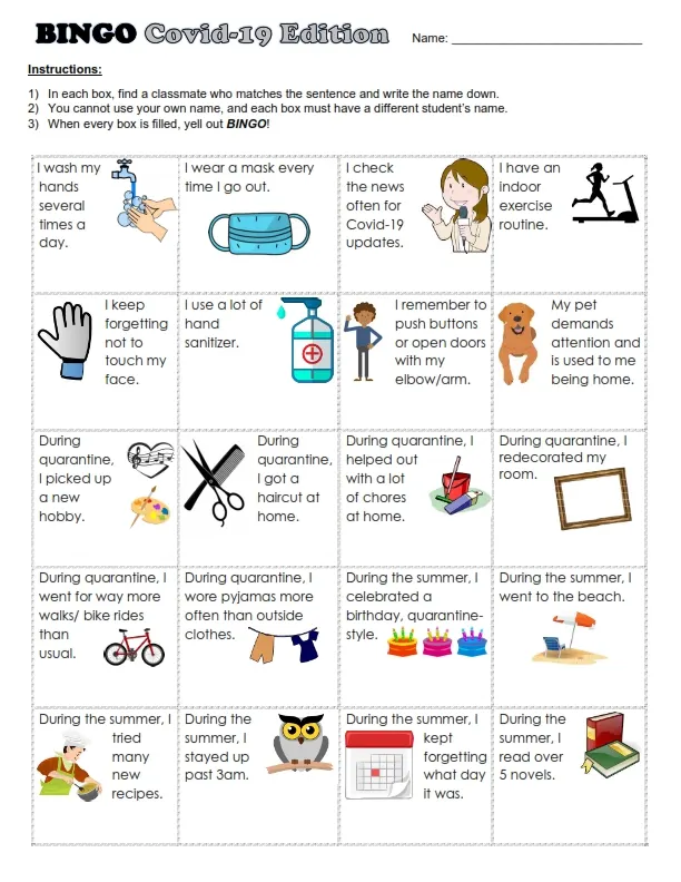 BINGO: Covid Edition by Teach Simple