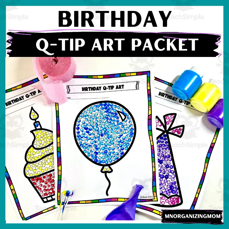 Birthday Q-Tip Art Packet by Teach Simple