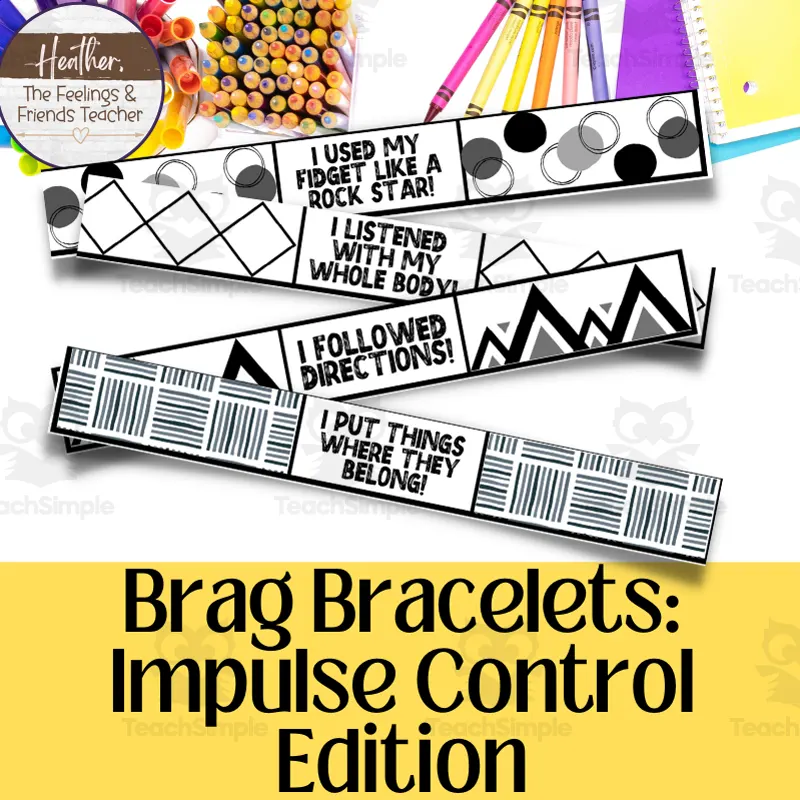 An educational teaching resource from Counseling Chaos entitled Brag Bracelets For Impulse Control-- Rewards and Incentives for ADHD downloadable at Teach Simple.