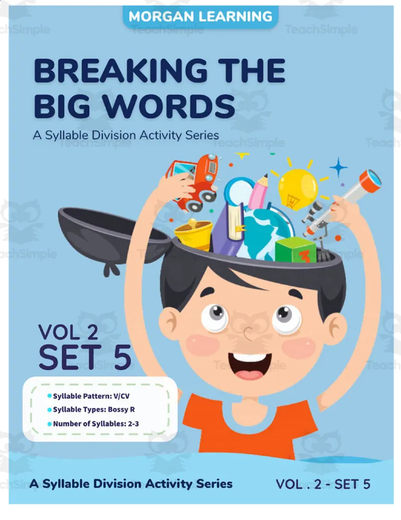 An educational teaching resource from Morgan Learning entitled Breaking the Big Words | Volume 2, Set 5 downloadable at Teach Simple.