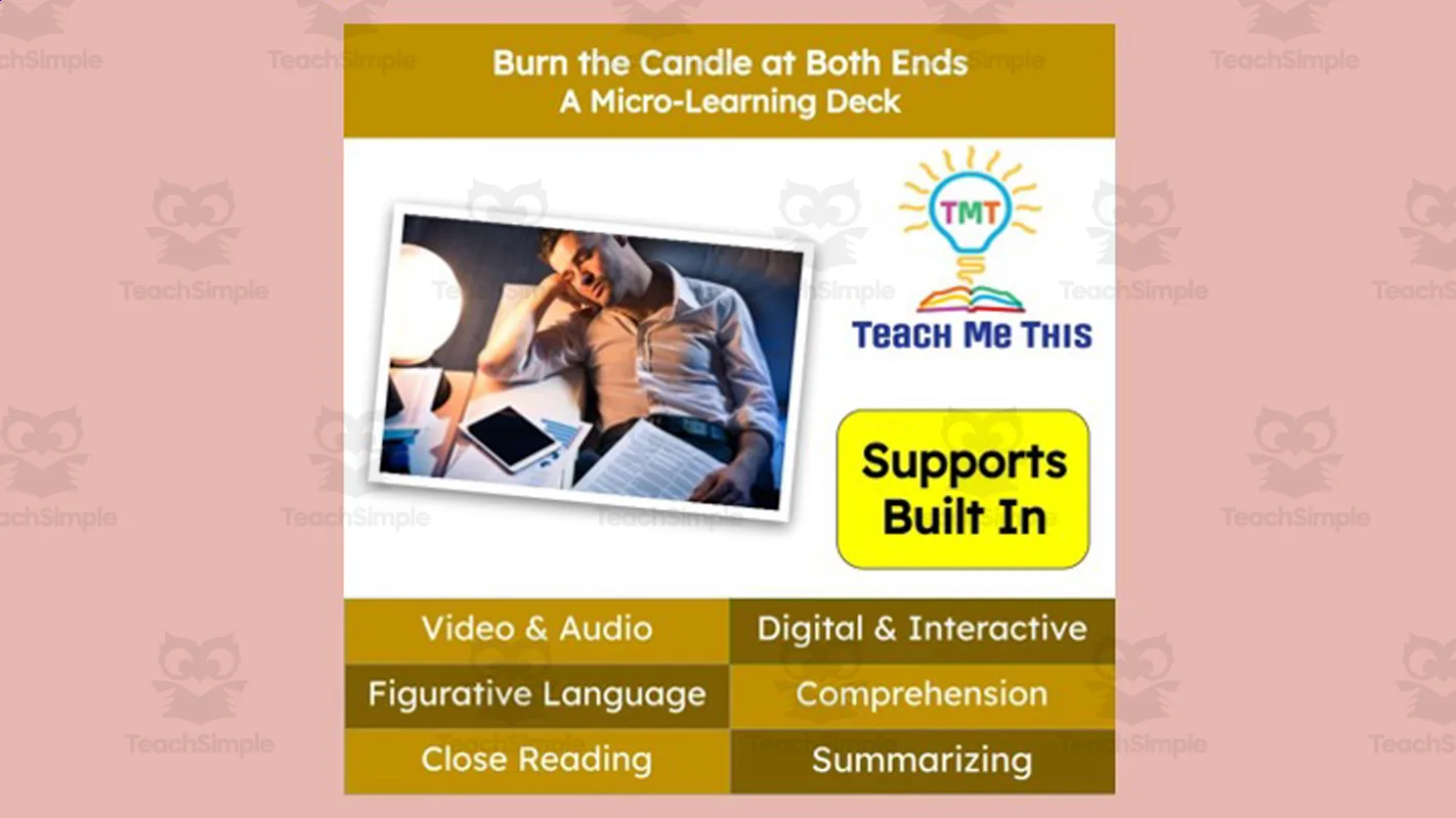 Burn the Candle at Both Ends Figurative Language Activity Micro