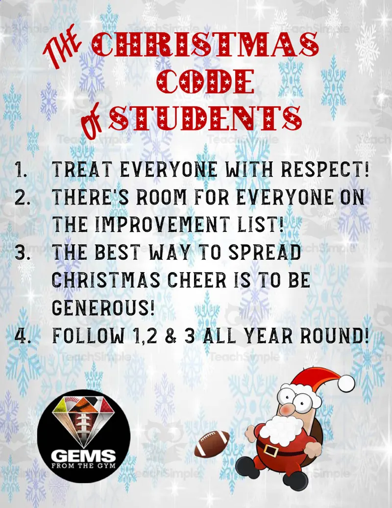 Christmas Code of Students Poster by Teach Simple