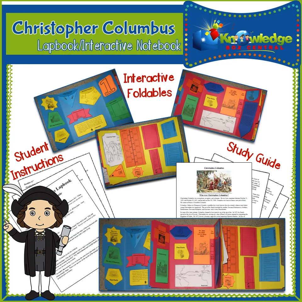 An educational teaching resource from Knowledge Box Central entitled Christopher Columbus Lapbook / Interactive Notebook - EBOOK downloadable at Teach Simple.