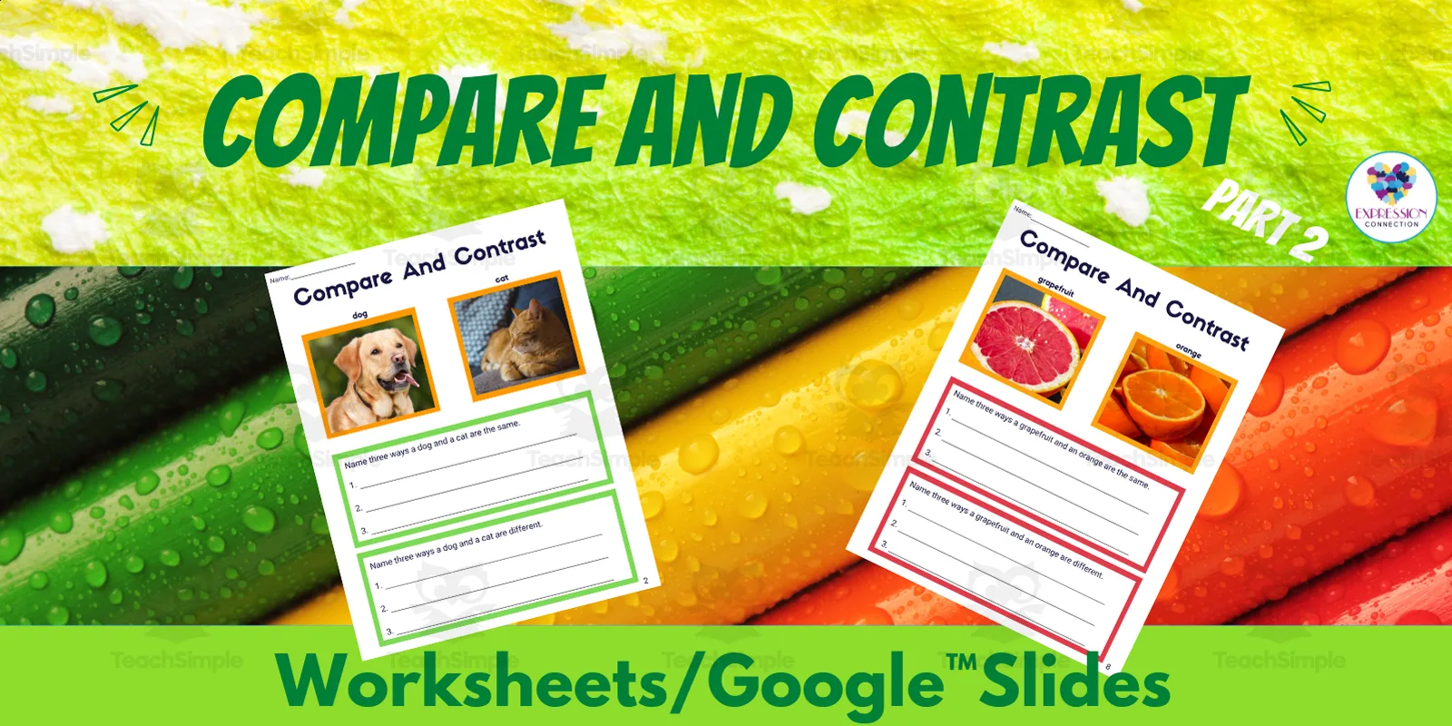 An educational teaching resource from Expression Connection entitled Compare And Contrast Two Picture Objects Part 2 Speech Therapy Worksheets downloadable at Teach Simple.