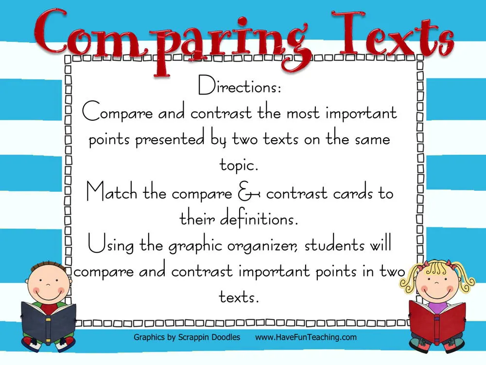 An educational teaching resource from Have Fun Teaching entitled Comparing Texts Activity downloadable at Teach Simple.