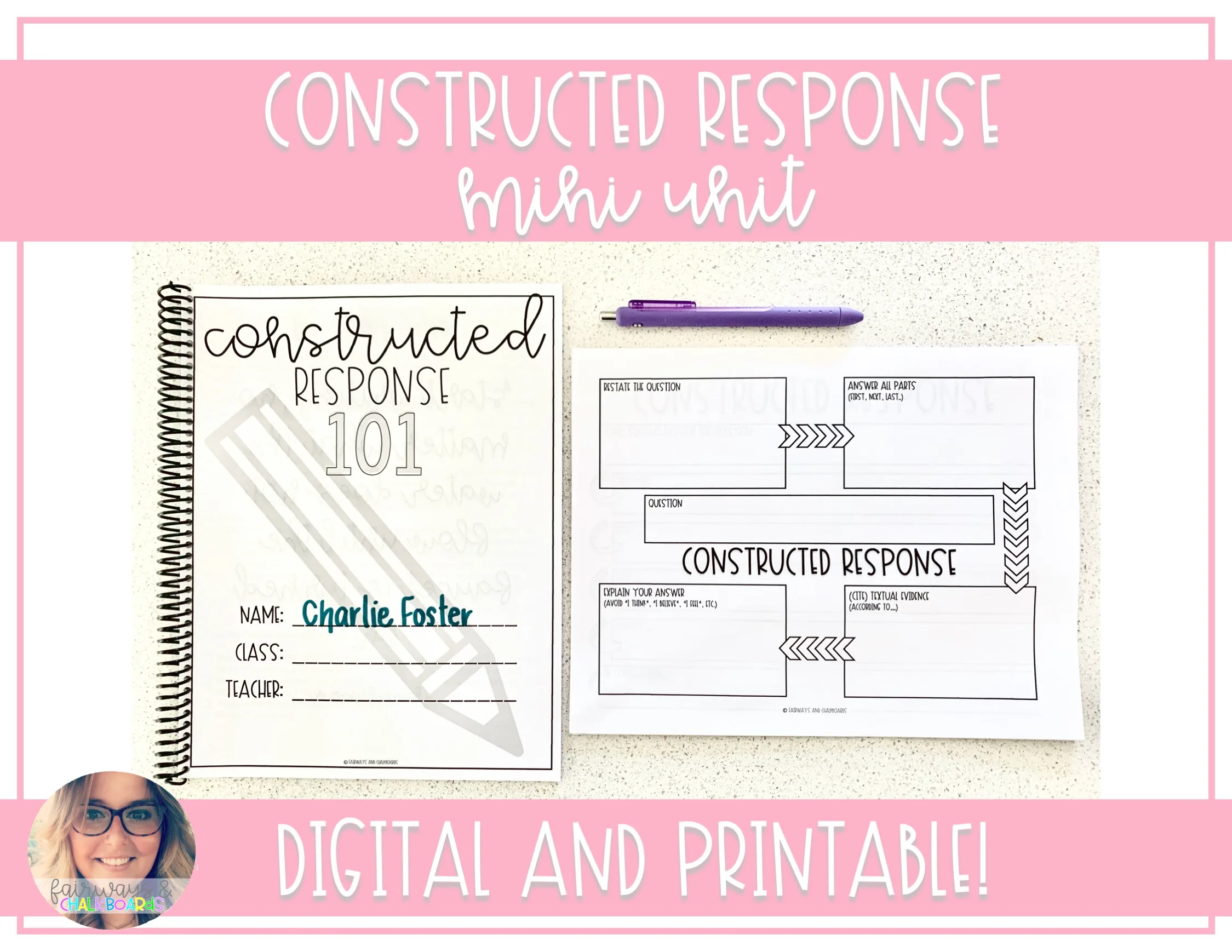 An educational teaching resource from Fairways and Chalkboards entitled Constructed Response Mini Unit Grades 4-6 downloadable at Teach Simple.