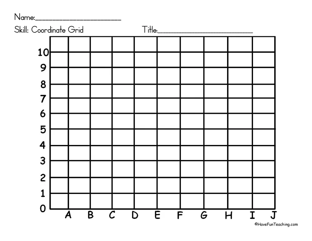 An educational teaching resource from Have Fun Teaching entitled Coordinate Grid Map Location Worksheet downloadable at Teach Simple.