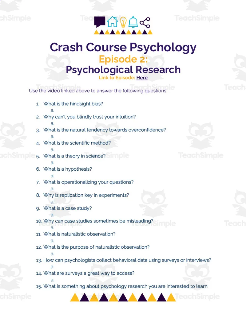 psychology research worksheet