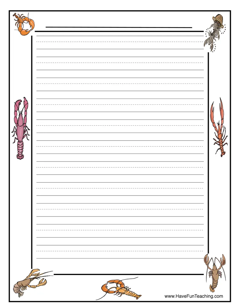 An educational teaching resource from Have Fun Teaching entitled Crayfish Writing Paper downloadable at Teach Simple.