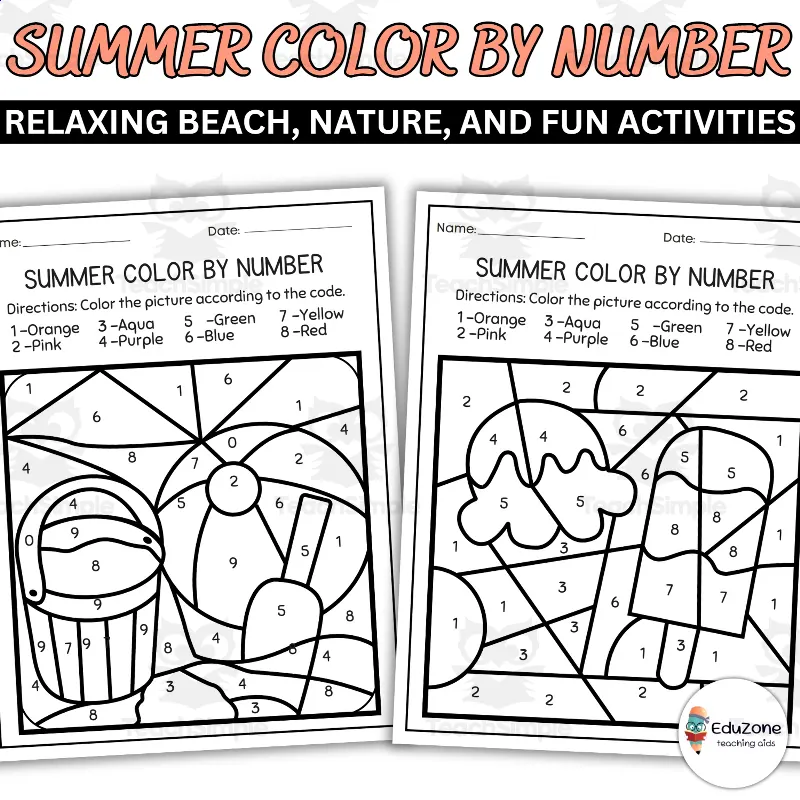 Creative Summer Color By Number: Relaxing Beach, Nature, and Fun! by ...