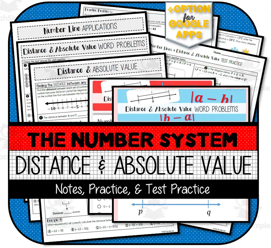Distance between Two Rational Numbers & Absolute Value NOTES & PRACTICE by Teach Simple