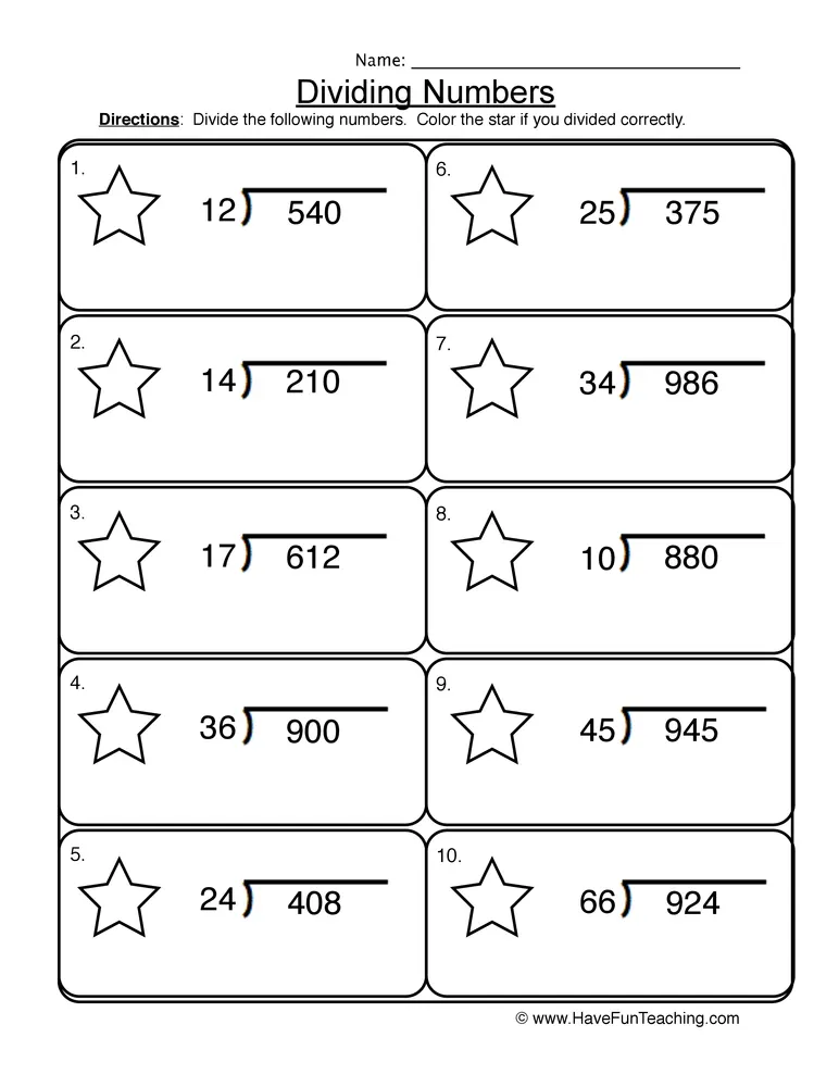 Dividing 2 into 3 Digit Worksheet by Teach Simple