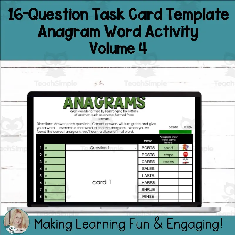 Editable Self-Checking Anagram Template - Digital Task Card Vol.4 by ...
