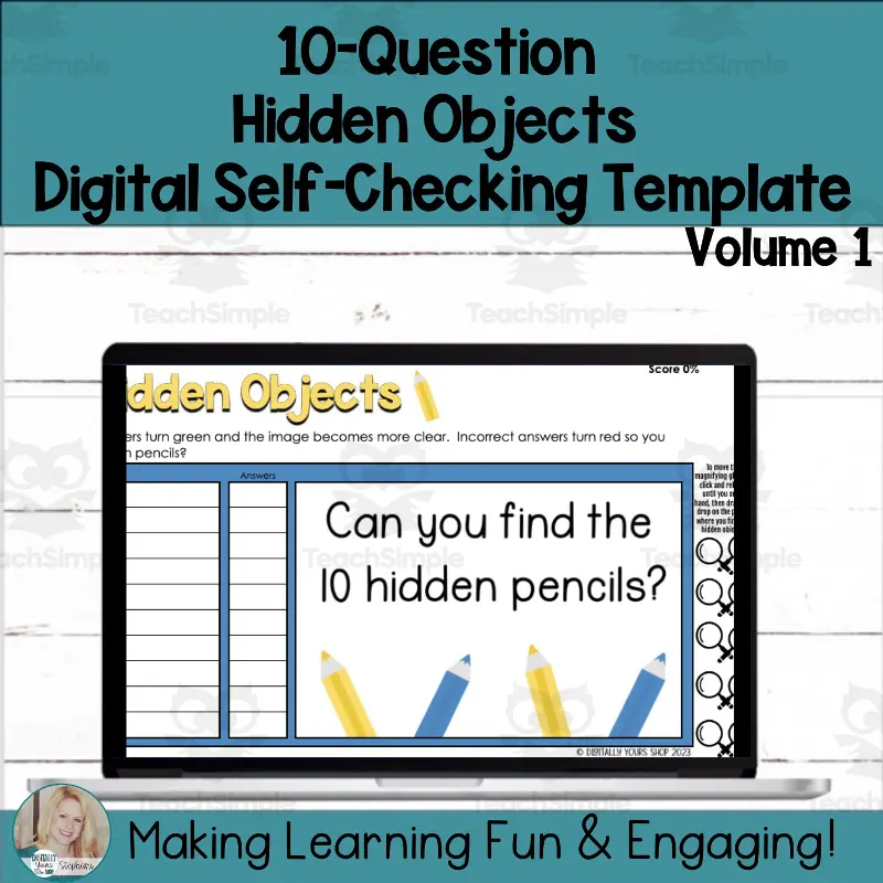 Editable Self-Checking Hidden Pictures Template - Digital Activity Vol ...