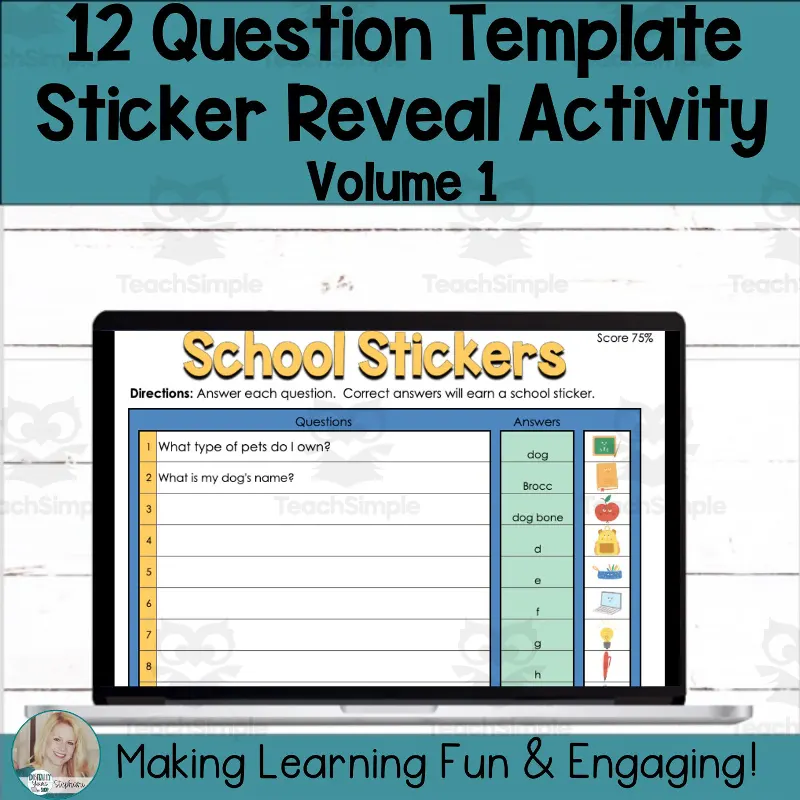 Editable Self-Checking Sticker Reveal Template Digital Activity Vol.1 ...