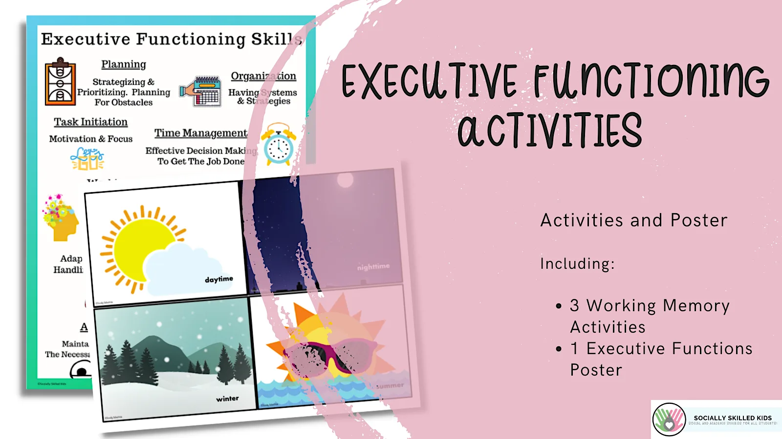 An educational teaching resource from Socially Skilled Kids entitled Executive Functioning Poster and Activities downloadable at Teach Simple.