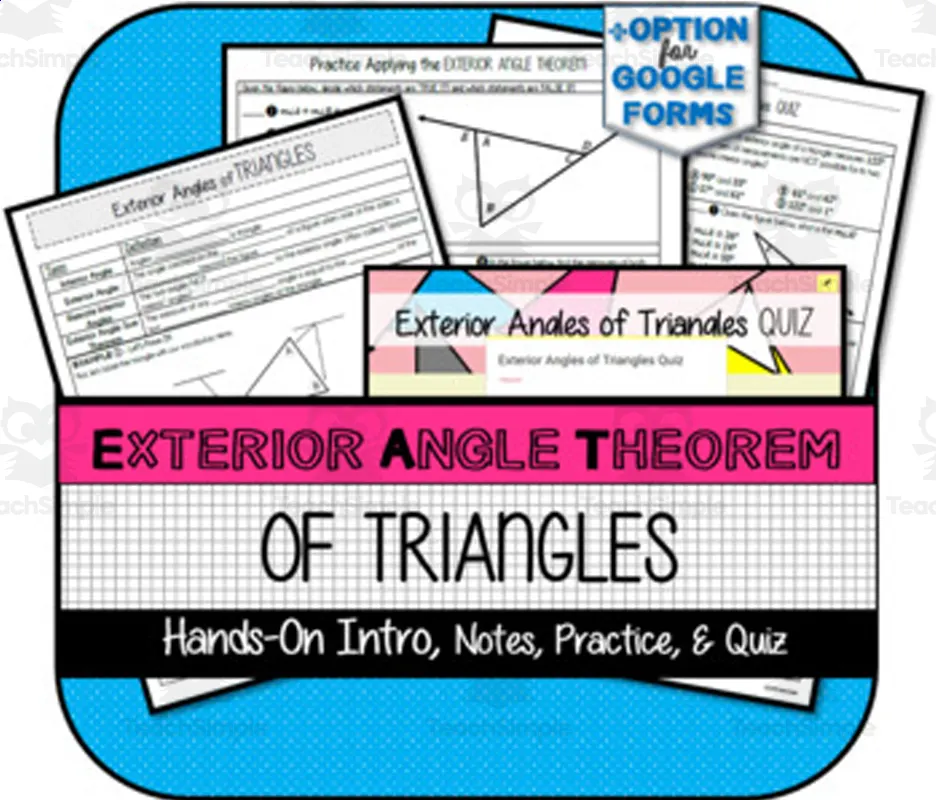 Exterior Angle Theorem of Triangles NOTES PRACTICE QUIZ by Teach Simple