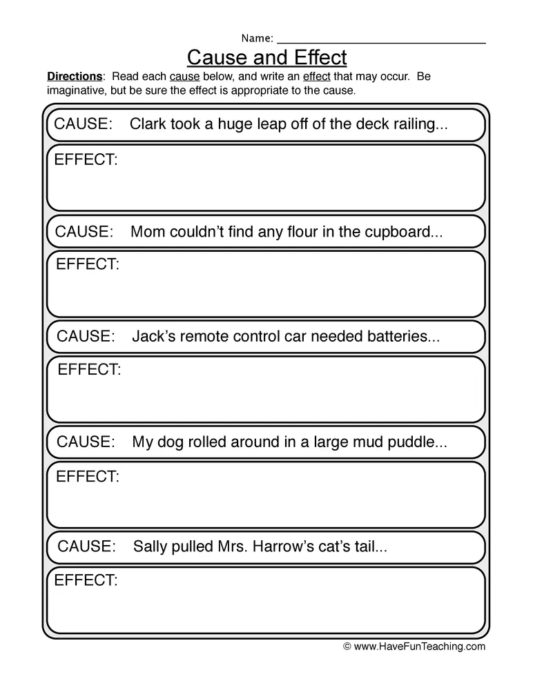 Find The Effect Cause And Effect Worksheet By Teach Simple 0736